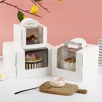 Boîte de gâteau de papier de carton imprimé par coutume avec la fenêtre/poignée