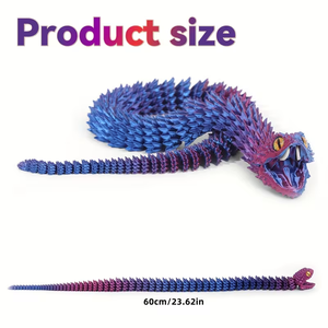 Jinccai <b>Extra</b>-<b>Large</b> 3D <b>Printed</b> Snake Figurine 23.62 Inches (60cm) Plastic Movable Flexible Joints Stress-Relief Fidget - Product Image 5