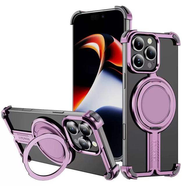 New Arrival Aluminum Metal Strong Magnetic Electroplated Shockproof Phone Case for iPhone 13 14 15 16 Pro Max Metal Phone Case