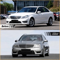 Kit de Conversión de Carrocería para Mercedes-Benz Clase C W204 2011-2014, Parachoques Delantero y Trasero Estilo 63 con Difusor de Capó