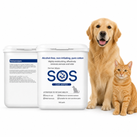Lingettes nettoyantes pour oreilles d'animaux, coton, contrôle des odeurs, 100 lingettes, sans parfum, nettoyage en profondeur pour chiens et chats