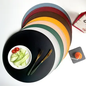 Colorful Matte PVC Leather Round Placemats Dining Table Decoration Mats for Hotel Home Luxury Wedding