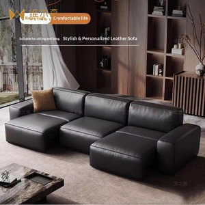 Sofá Eléctrico de Cuero Minimalista Italiano, Sofá Cama Retráctil Automático Ajustable de Línea Recta para Sala de Estar - Product Image 4