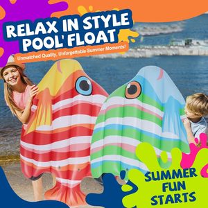 Flotador Inflable Gigante de PVC con Forma de Pez Tropical, Balsa de Natación Colorida a Rayas para Adultos 59x47x10, Divertido y Relajante - Product Image 3