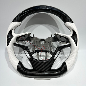 Volante de Cuero Perforado Blanco para <span class=keywords><strong>Hyundai</strong></span> <span class=keywords><strong>Genesis</strong></span> Coupe, Fibra de Carbono Negra con LED para <span class=keywords><strong>Genesis</strong></span> Coupe, Envío Directo - Product Image 1