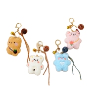 Mini porte-clés ours en peluche mignon pour la Saint-Valentin, poupée de machine à griffes, petite peluche avec pompon et clochette