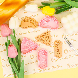 Cortadores de Galletas de Plástico Ecológicos de 2 Piezas con Diseño 3D de Pizza, Taco y <span class=keywords><strong>Burrito</strong></span> de la Serie Comida Rápida, Molde DIY para Arcilla y Galletas - Product Image 4