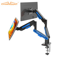 Soporte para Dos Monitores con Resorte de Gas Multicolor, Nuevas Opciones en Blanco/Negro/Naranja/Rojo, Ajustable, para Monitores de 40 Pulgadas, Altura Ajustable, Aluminio y ABS