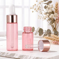 Vente en gros de flacons compte-gouttes cylindriques miniatures en verre rose de 1 ml, 2 ml, 3 ml, 5 ml, flacons vides pour échantillons d'huiles essentielles, compte-gouttes en or rose, sérum