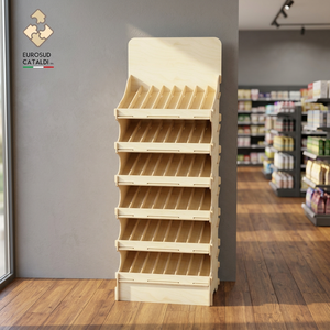 Espositore da esposizione in legno EUROSUD CATALDI Made in Italy betulla altezza 175 cm per negozi e supermercati - Product Image 3