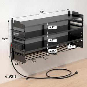 Estante grande de almacenamiento de herramientas eléctricas para montar en la pared, estante metálico multifuncional de 4 niveles con 8 soportes para taladros inalámbricos - Product Image 2