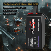 Batterie Li-po à semi-conducteurs Racepow 400 Wh/kg 60000 mAh 60 Ah 51,8 V 66,6 V 14S 18S pour drones de transport/lève-poids/Vtol/multirotors