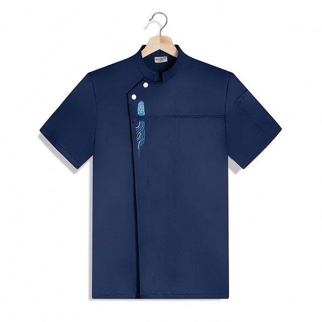 Modern Uniforms for Waiter and Waitress Short Sleeve Shirt Wearing Uniform Restaurant Chef Coat Jacket