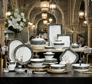 Juego de Vajilla de Porcelana Fina de Lujo de 72 Piezas, Vajilla de Cerámica con Elegante Diseño Floral para Hoteles y Restaurantes de Alta Gama - Product Image 2