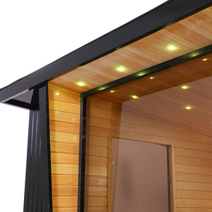 Cabine de sauna en cèdre rouge de haute qualité pour l'extérieur, sauna traditionnel à vapeur carré pour 2 personnes, salle de <span class=keywords><strong>spa</strong></span> familiale privée - Product Image 4