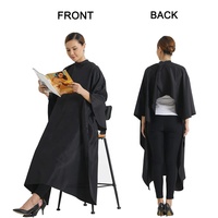Cape de salon imperméable en polyester de haute qualité, professionnelle, anti-adhésive, pour la coupe de cheveux, la coiffure, cape de barbier noire avec logo personnalisé