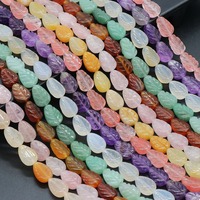 Perles de quartz rose naturel et d'améthyste pour la fabrication de bijoux à bricoler soi-même 10x14x6mm feuille de fleur sculptée brin de pierres précieuses 21cm 15 perles