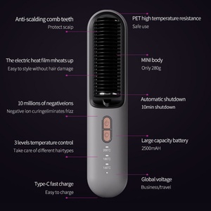 Hair <b>Straightener</b> Portable Ceramic Brush Anion <b>Straightener</b> Hot Comb Big Capacity Battery <b>Wireless</b> <b>Straightener</b> - Product Image 2