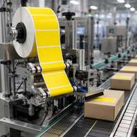 Rouleau d'étiquettes autocollantes rectangulaires jaunes personnalisées, thermiques directes, imperméables, à forte adhérence pour l'emballage alimentaire