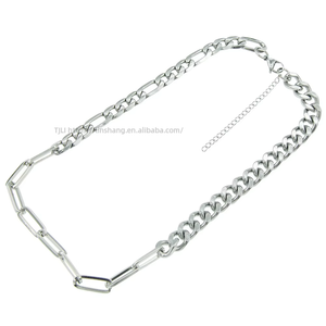 Collier tendance Hipster à trois chaînes courtes et une longue chaîne cubaine, style Tanjing, collier Lijing - Product Image 5