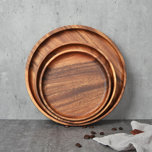Walnut Wood <b>Round</b> <b>Serving</b> <b>Trays</b> 17cm 20cm 25cm 30cm For Fruit Tea Dinner Use - Product Image 1