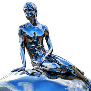 Tác phẩm điêu khắc hình kim loại được đánh bóng gương ngoài trời, tượng Nàng Tiên Cá và đồ trang trí điêu khắc nàng tiên cá bằng thép không gỉ tùy chỉnh - Product Image 6