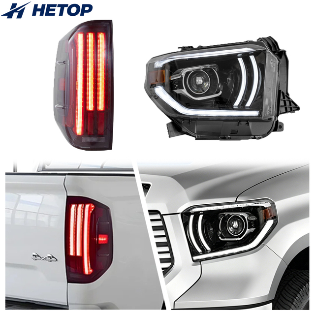 HETOP TUNDRA Headlight Taillight 2014-2021 Set Custom Reflection Bowl Upgrade LED Dynamic Welcome Lighting Tail Lamp for Toyota