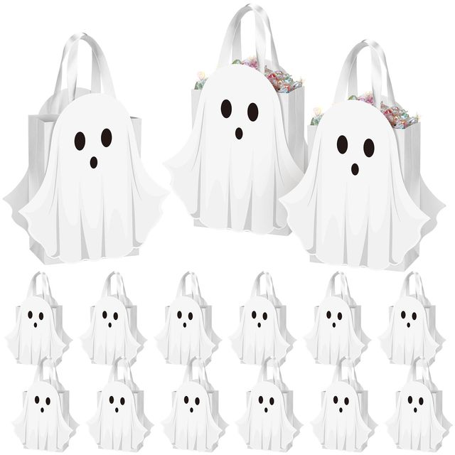 2026 New Halloween-Themed Tote Bags and Candy Bags: White Little Ghost Surprise Gift Bags and Gift Boxes