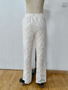 <span class=keywords><strong>Pantalon</strong></span> droit élégant et <span class=keywords><strong>chic</strong></span> en dentelle blanche pour <span class=keywords><strong>femme</strong></span>, taille XS, pour l'été, <span class=keywords><strong>tenue</strong></span> <span class=keywords><strong>de</strong></span> <span class=keywords><strong>soirée</strong></span> écologique, coupe skinny, effet délavé - Product Image 4