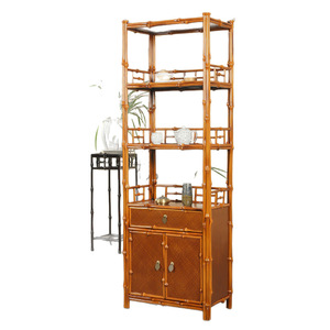 Chinese <b>Retro</b> Bamboo <b>Bookcase</b> With Cabinet Storage Display Shelf 56x32x168cm For Home Office Use - Product Image 5