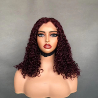 Perruque en cheveux humains de qualité supérieure, densité totale, avec fermeture en dentelle, boucles Pixie, double épaisseur, cheveux vierges