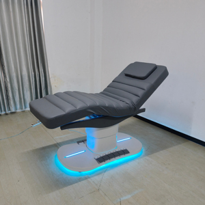 Camilla de masaje de cuero marrón chocolate DM, superventas, de lujo, para salón, con tres motores, eléctrica, para cosmética y masajes. - Product Image 3