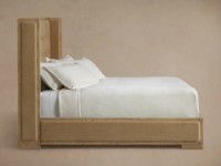 Cadre de lit en bois massif de luxe moderne, lit capitonné Darien Box de designer pour ensembles de chambre principale, pièce de mobilier d'hôtel de luxe