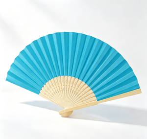 Ventilador de mano de tela de bambú con mango de bambú para novias, bodas y fiestas, superventas y económico - Product Image 3