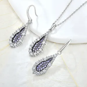 Qingxin Women Luxury Custom OEM Fine Jewelry 925 Silver Necklace Earrings Zirconia Jewelry Set