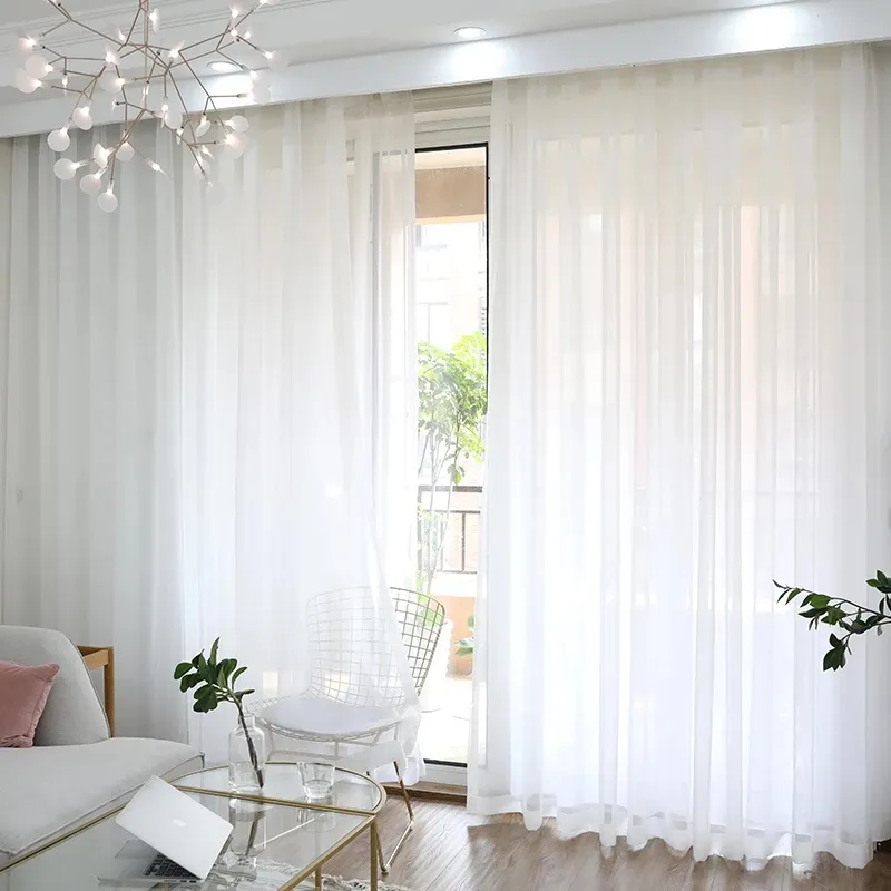 Роскошные занавески различных типов супер мягкие шифоновые однотонные белые тюлевые шторы для гостиной