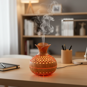 USB Ultrasonic Wood Grain Mini Desktop Aromatherapy Humidifier Home Essential Oil Air Diffuser 1 Year Warranty 300ml Capacity - Product Image 1