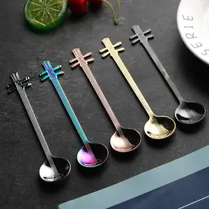 Creative Design Tea spoons Stainless Steel Colorful Long Handle Dessert Ice-cream Coffee spoon