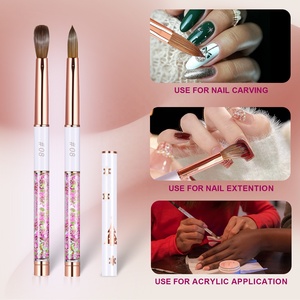 Pinceau à ongles en acrylique Kolinsky de haute qualité, manche métallique, vente directe usine Kemeisi, faible MOQ, offre spéciale Noël, pour ongles roses - Product Image 2