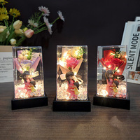 Bouquet de roses éternelles sous cloche en verre, savon parfumé, fleurs préservées, forme carrée, pour la fête des mères, la Saint-Valentin, les couples