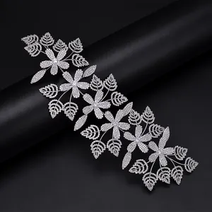 Bruiloft Haar Accessoires Nieuwe Mode Bladeren En Bloemen Ontwerp Luxe Cz Hoofddeksel Vrouwen Hoge Kwaliteit BC4731 Accesorios Mujer