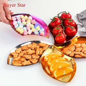 Hình Lá Thép Không Gỉ Bánh Kẹo Tấm Trái Cây Đầy Màu Sắc Thức Ăn Nhanh Container Snack Dish Khay Bộ Đồ Ăn - Product Image 2