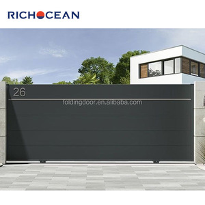 RICHOCEAN Venta <span class=keywords><strong>de</strong></span> fábrica Drive Way Motorizado Retráctil Puertas <span class=keywords><strong>DE</strong></span> SEGURIDAD corredizas Apartamento Aluminio Puertas principales eléctricas Puerta al aire libre - Product Image 6