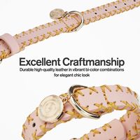 Collier pour chien tissé à la main en gros, avec étiquette ronde vierge à graver, boucle dorée et anneau en D, confortable pour la promenade quotidienne