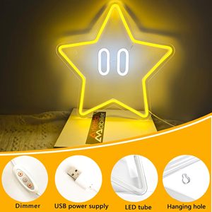 ป้ายไฟนีออนอะคริลิคซุปเปอร์มาริโอสตาร์ ไฟ LED สีเหลือง สำหรับตกแต่งผนังโรงแรมและห้องเกม - Product Image 3