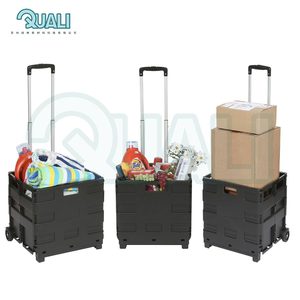Carrito de Compras Plegable con Asa Retráctil y Caja de Almacenamiento con Tapa, de Plástico, al por Mayor - Product Image 1