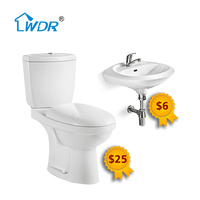 Ensemble WC monobloc moderne en céramique, design très demandé, pour salle de bain, à poser au sol, avec cuvette allongée et siphon en P