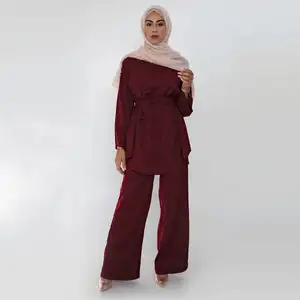 High Quality Muslim Dress Supplier Loose Wide Leg Pant Clothing Fashion Office Muslim Modest Abaya Sets