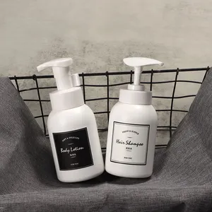 Unterstützen Sie benutzer definierte Kunststoff HDPE 300ml 500ml Hautpflege weiß Shampoo Dusch gel Farbe Schaum flasche mit Schaum pumpe