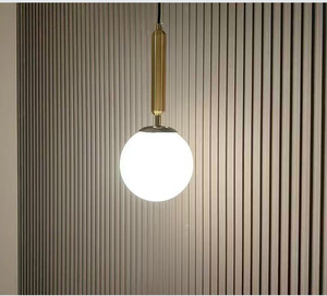Lámpara de Techo Moderna de Estilo Nórdico con Colgante de Latón, Pantalla de Cristal Blanco Leche, Forma de Bola Redonda, para Decoración - Product Image 6